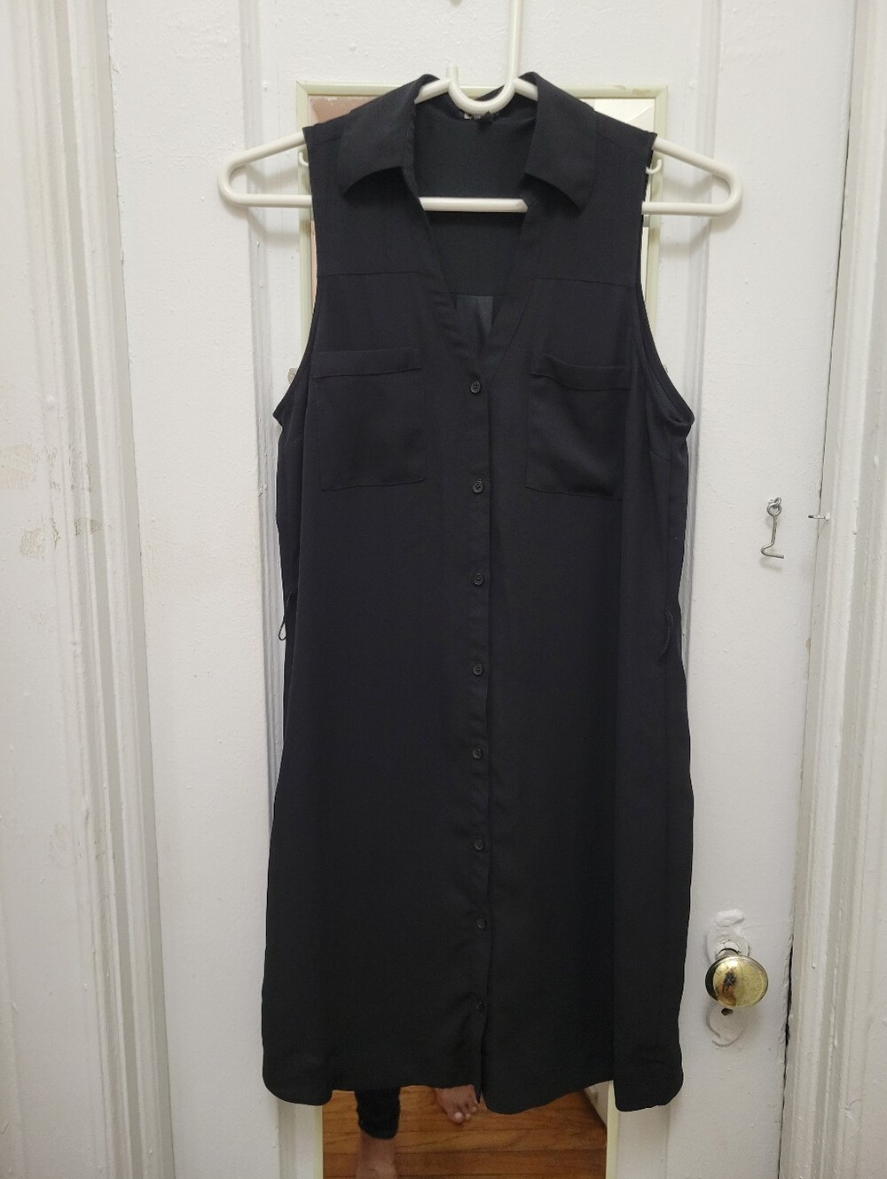 Express Black Sleeveless Button-Front Midi Dress EUC S Minimalist Goth